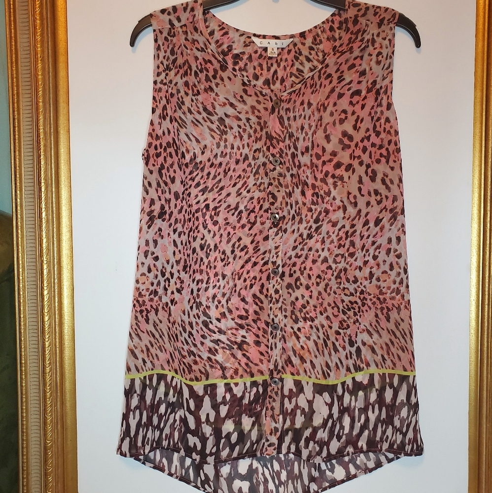 CAbi Sheer Leopard Print Tunic